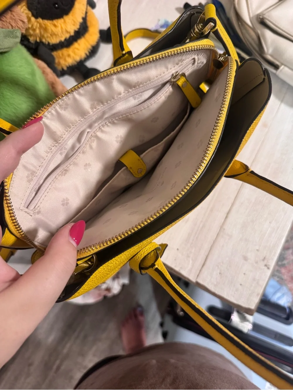 kate spade Mustard Yellow Pebbled Leather Satchel Crossbody